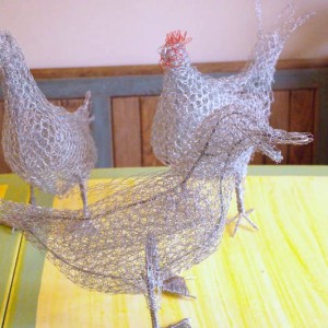 Chicken Wire Sculpture - Hens + Ducks