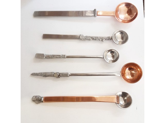Copper and pewter spoons
