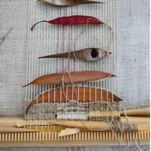 Woven Tapestry Hanging with Plant Materials