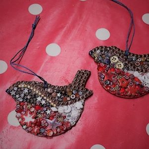Mosaics: Festive Robin Hanging Decorations