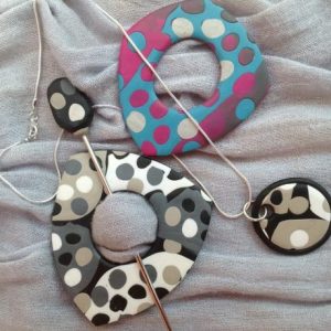 Perfect Gifts in Polymer Clay - Scarf Pin + Pendant or Earrings