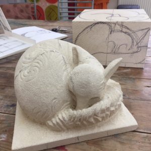 Stone Carving - A Sleeping Fox in 3D
