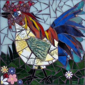 Folk Art Tile in Picassiette Mosaic