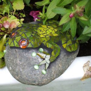 3D Mosaic on a Garden Pebble