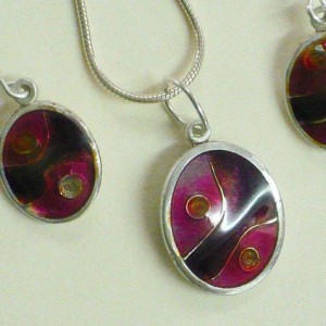 Enamelling in Jewellery - Pendant + Earring Set