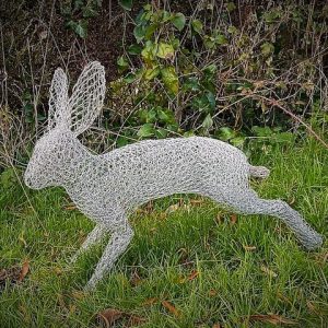 Chicken Wire Sculpture - Leaping Hares