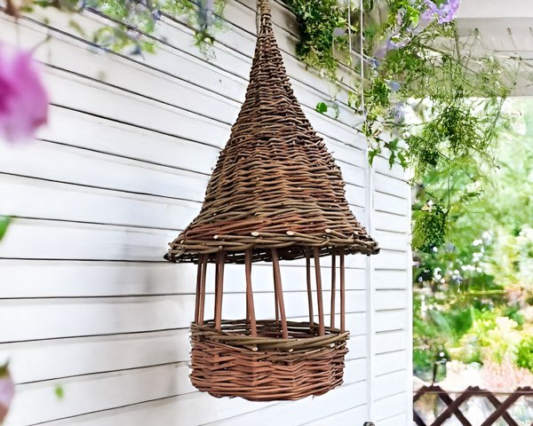 Make a hanging willow bird feeder
