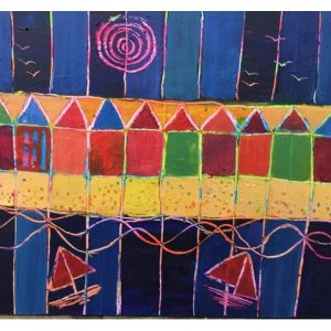 Seaside Sgraffitto - Beach Huts in Acrylics & Oil Pastel