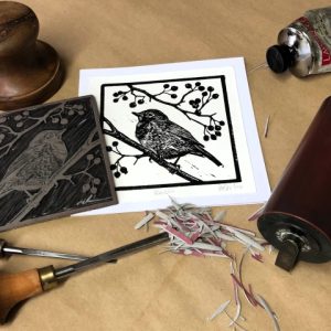 Printmaking - Winter Wildlife in Linocut